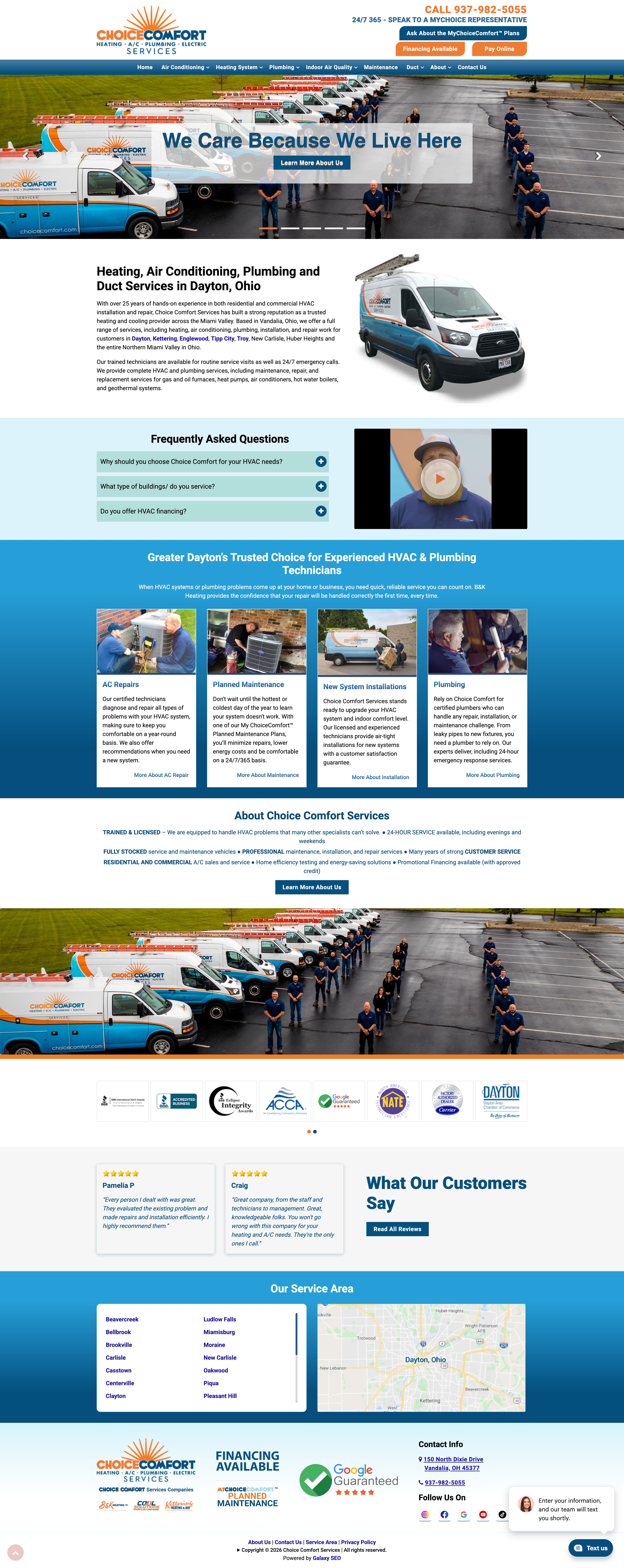 Choice Comfort Services home page screenshot